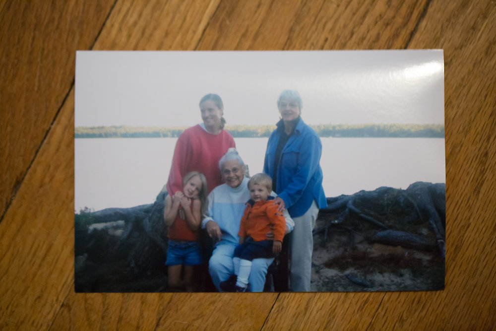 This was the last time I was up north with my Grandma. This is my Grandma, Mom, sister and her children. I love this photo. We also have a family picture that is also a favorite of mine. 